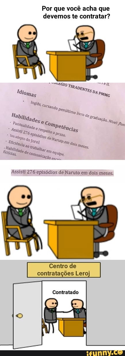 Meme Naruto, traduzido para o português do inglês