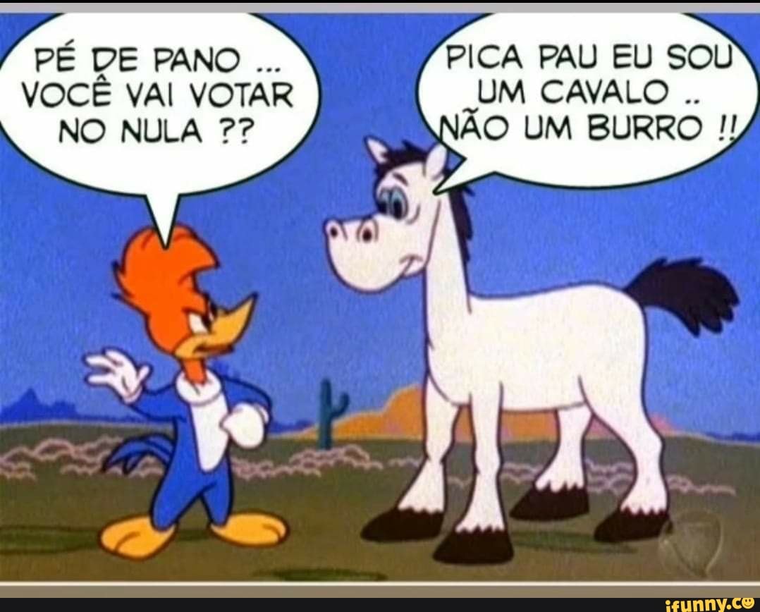 PÉ DE PANO PICA PAU EU SOU VOCÊ VAI VOTAR UM CAVALO NO NULA ÃO UM BURRO -  iFunny Brazil