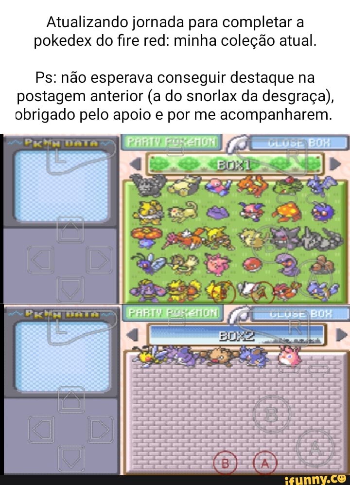 Atualizando jornada para completar a pokedex do Pokémon fire red