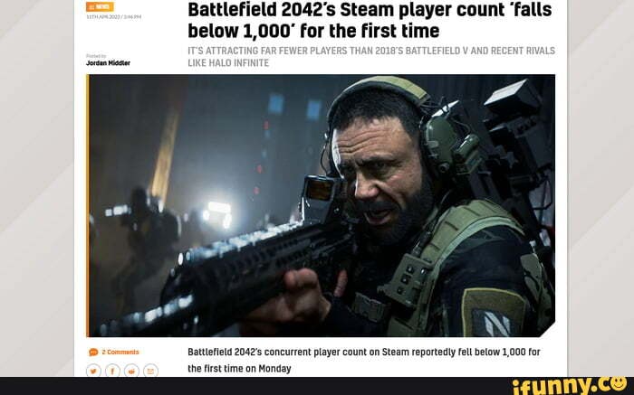 Battlefield 2042 Steam concurrent players fall below 1000 for first time