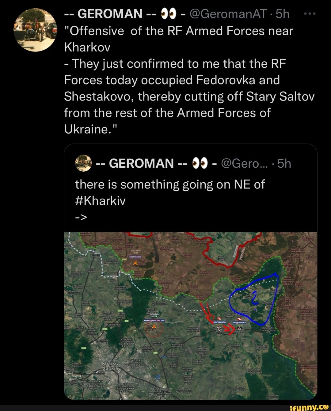 GEROMAN 99 @GeromanAT Offensive of the RF Armed Forces near Kharkov - They  just confirmed to me