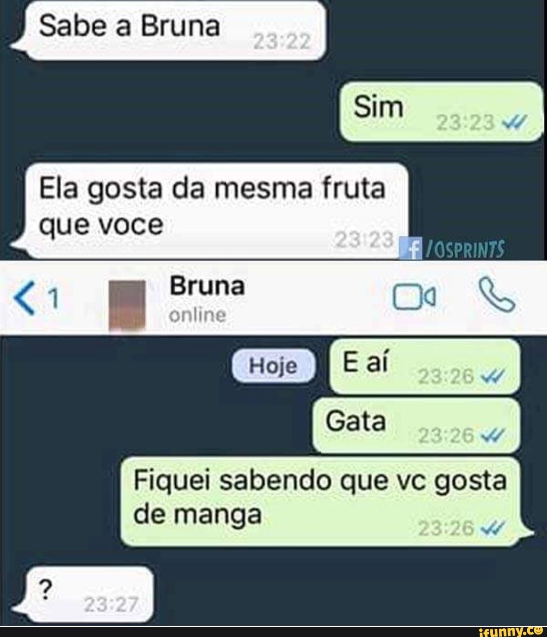 Ela gosta da mesma fruta Fiquei sabendo que vc gosta de manga - iFunny  Brazil