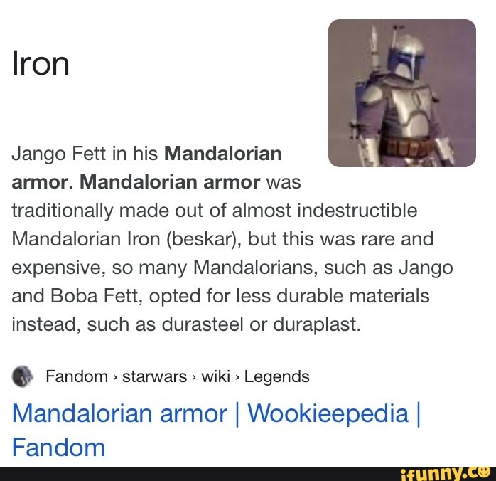 Mandalorian armor, Wookieepedia