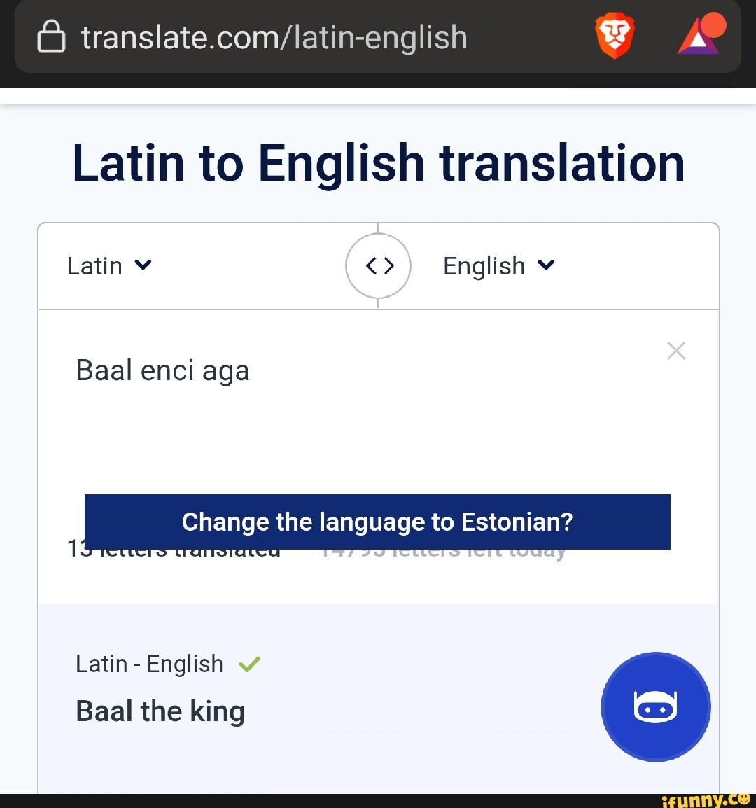 latin translation to english language
