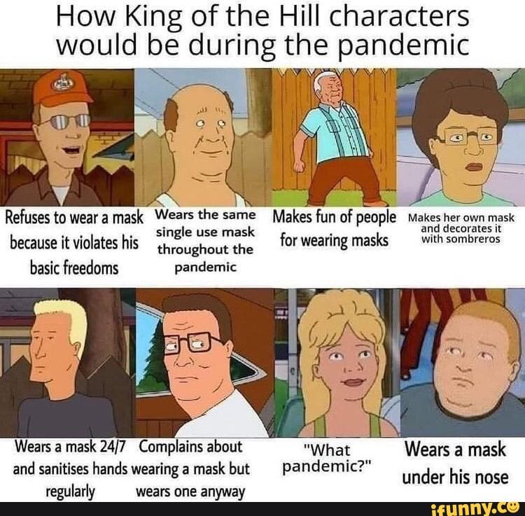 How King of the Hill characters would be during the pandemic Refuses to  wear a mask