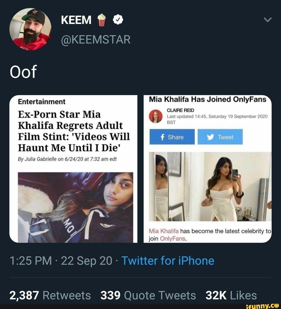 KEEM aKEEMSTAR Oof Mia Khalifa Has Joined OnlyFans CLAIRE REID Last updated  aturday 19 September 202(