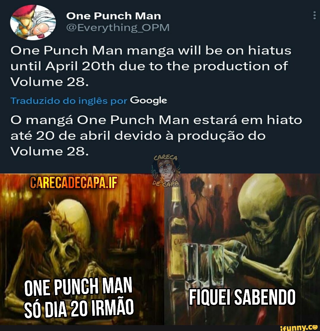 One-Punch Man  Mangá terá hiato de um mês