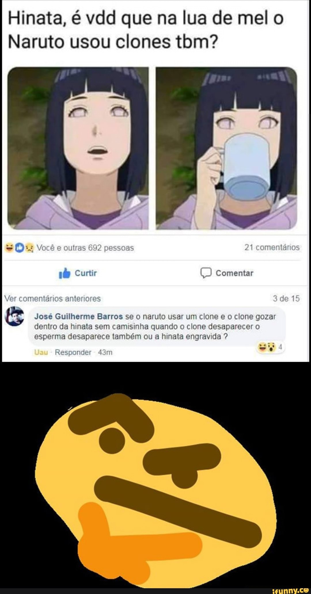 Hinata, é vdd que na lua de mel o Naruto usou clones tbm? comentarios  anteriores 3