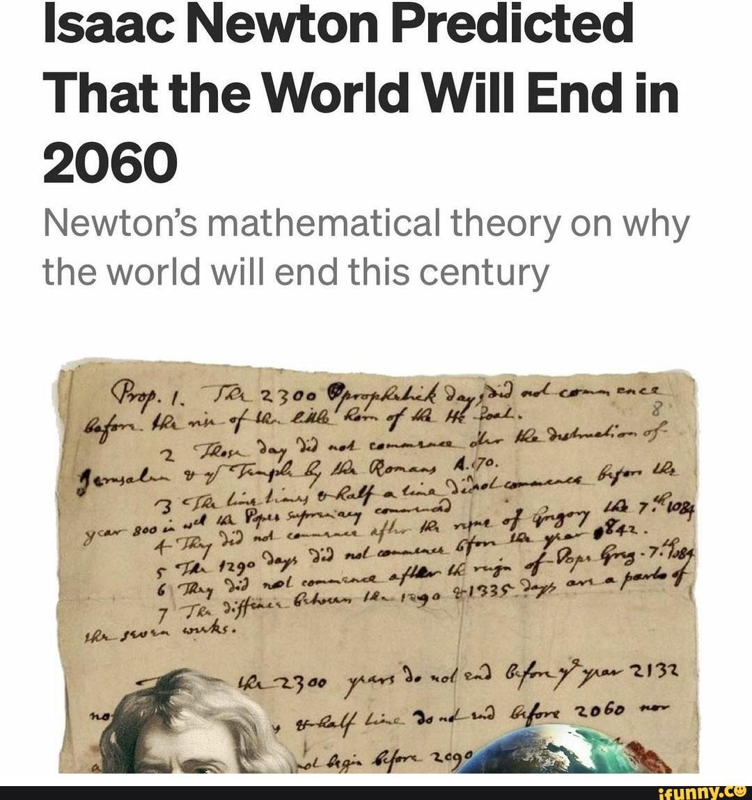 Isaac Newton revealed when the world will end: What date does his theory  predict?