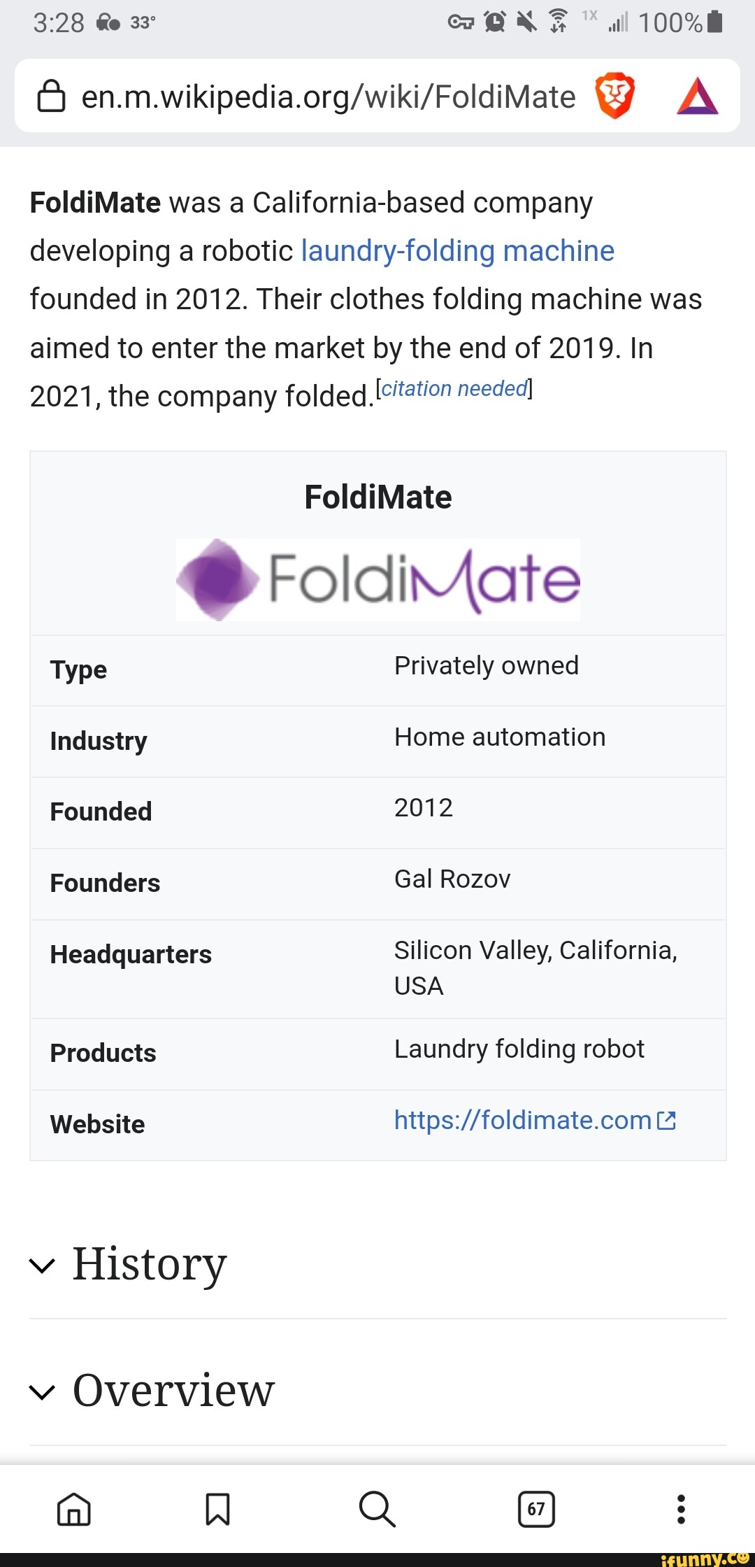 Re FoldiMate was a California-based company developing a robotic laundry-folding  machine founded in 2012.