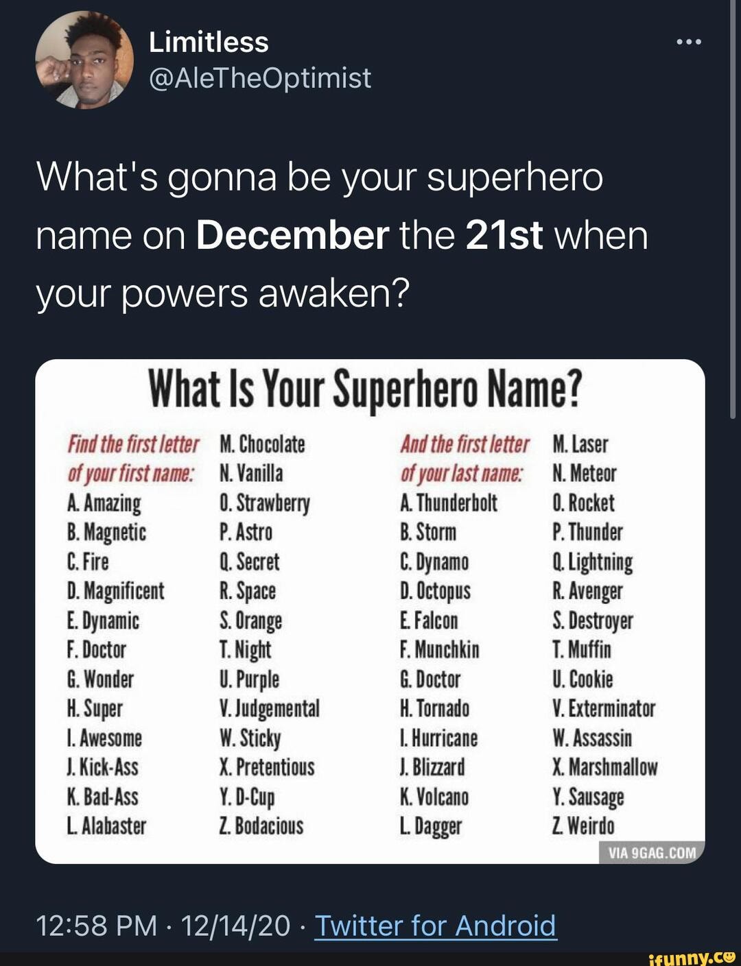 Your superhero name