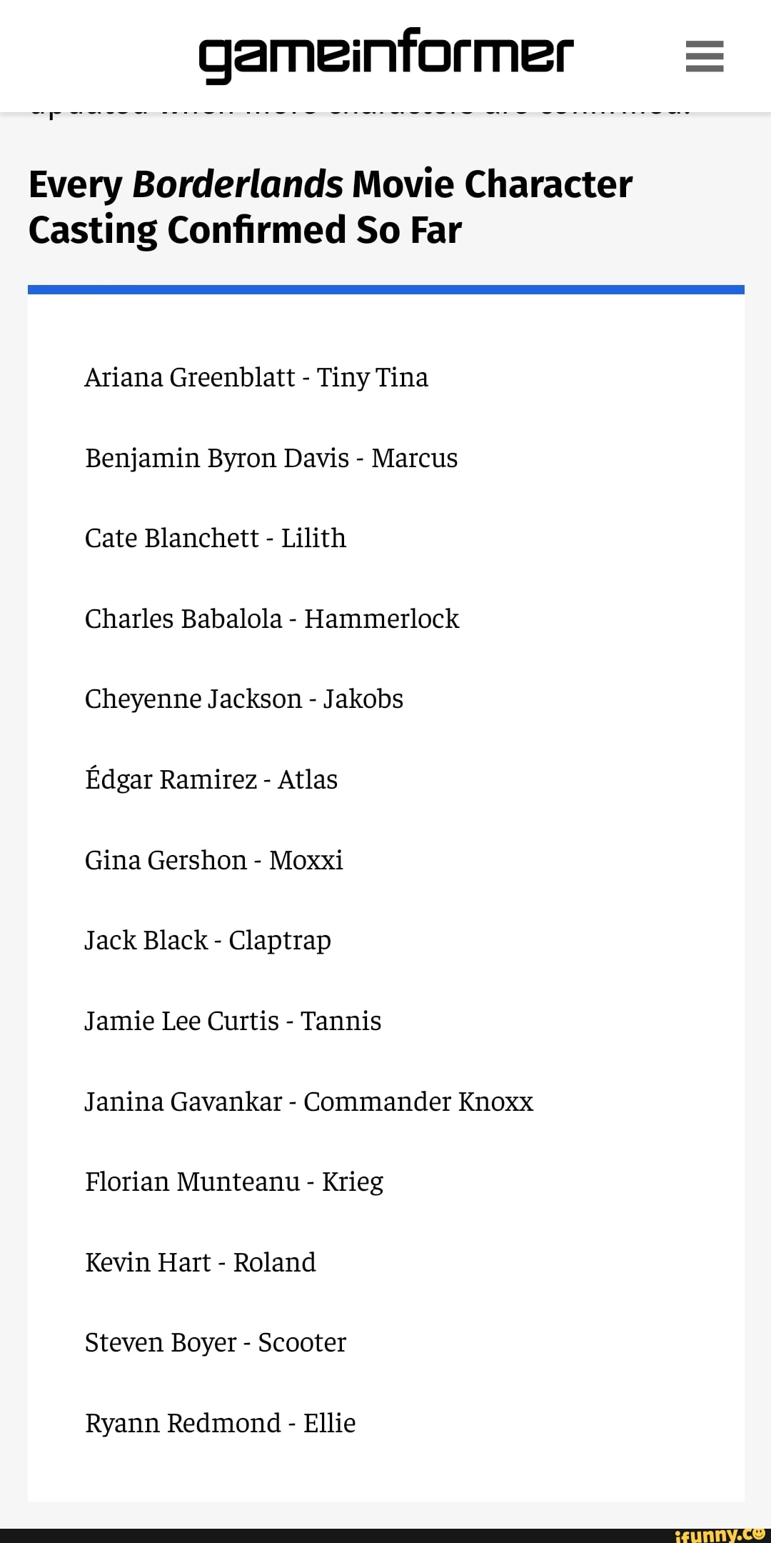 Every Borderlands Movie Character Casting Confirmed So Far Ariana