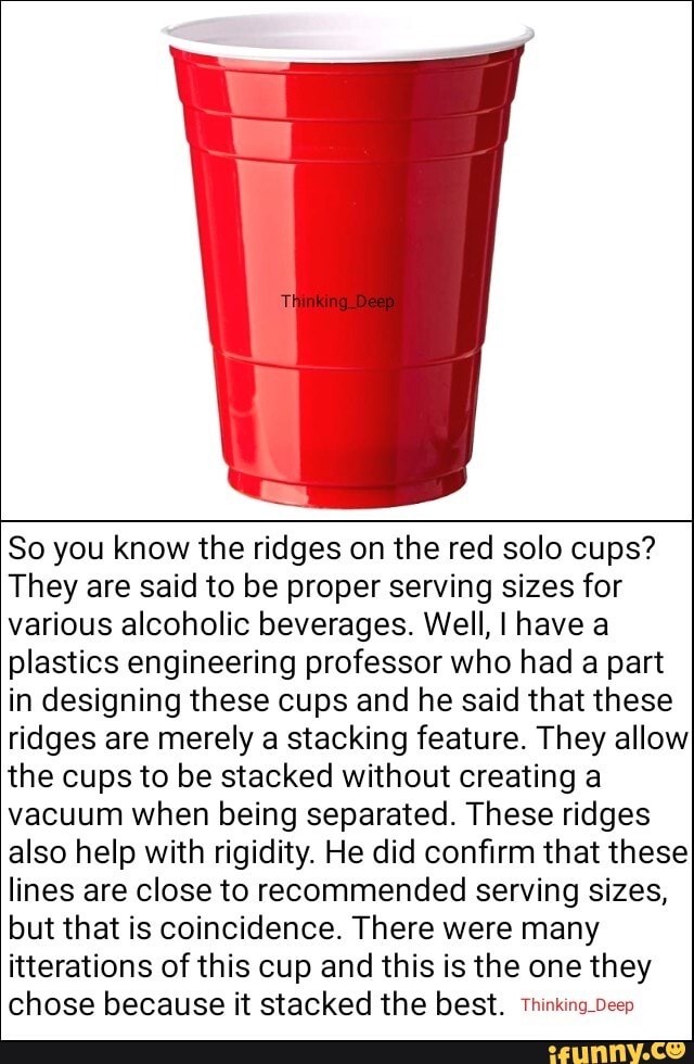 So you know the ridges on the red solo cups? They are said to be proper