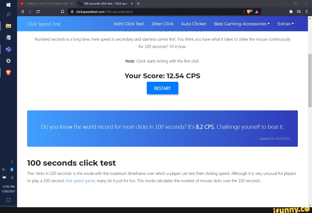 100 seconds click test Click spe cc clickspeedtest.com, Click Speed Test  Kohi Click Test Jitter