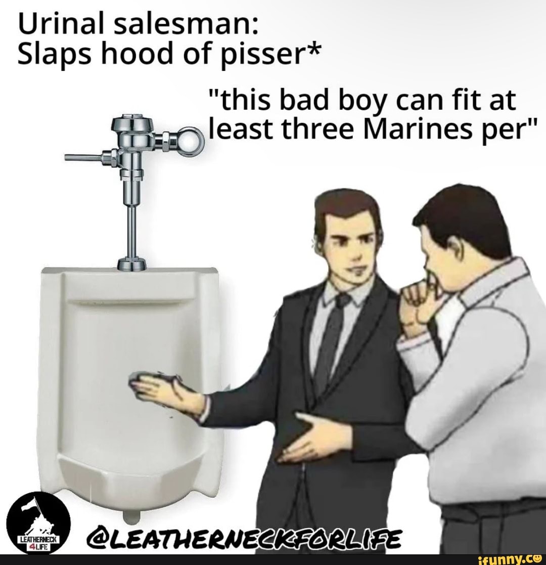 Urinal salesman: Slaps hood of pisser* 