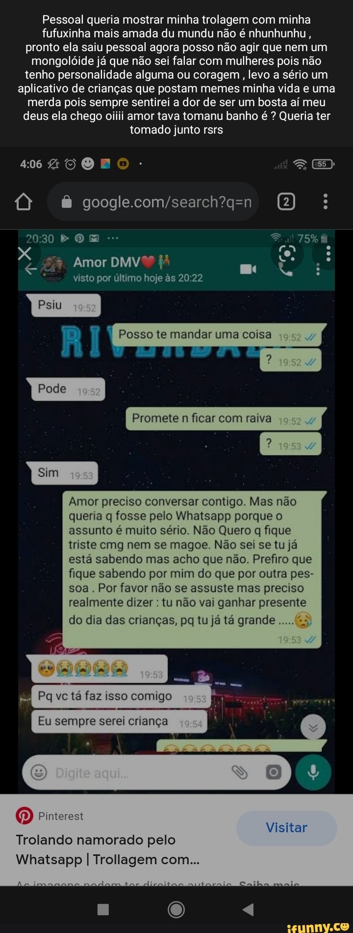 Pessoal queria mostrar minha trolagem com minha fufuxinha mais amada du  mundu não é nhunhunhu , pronto