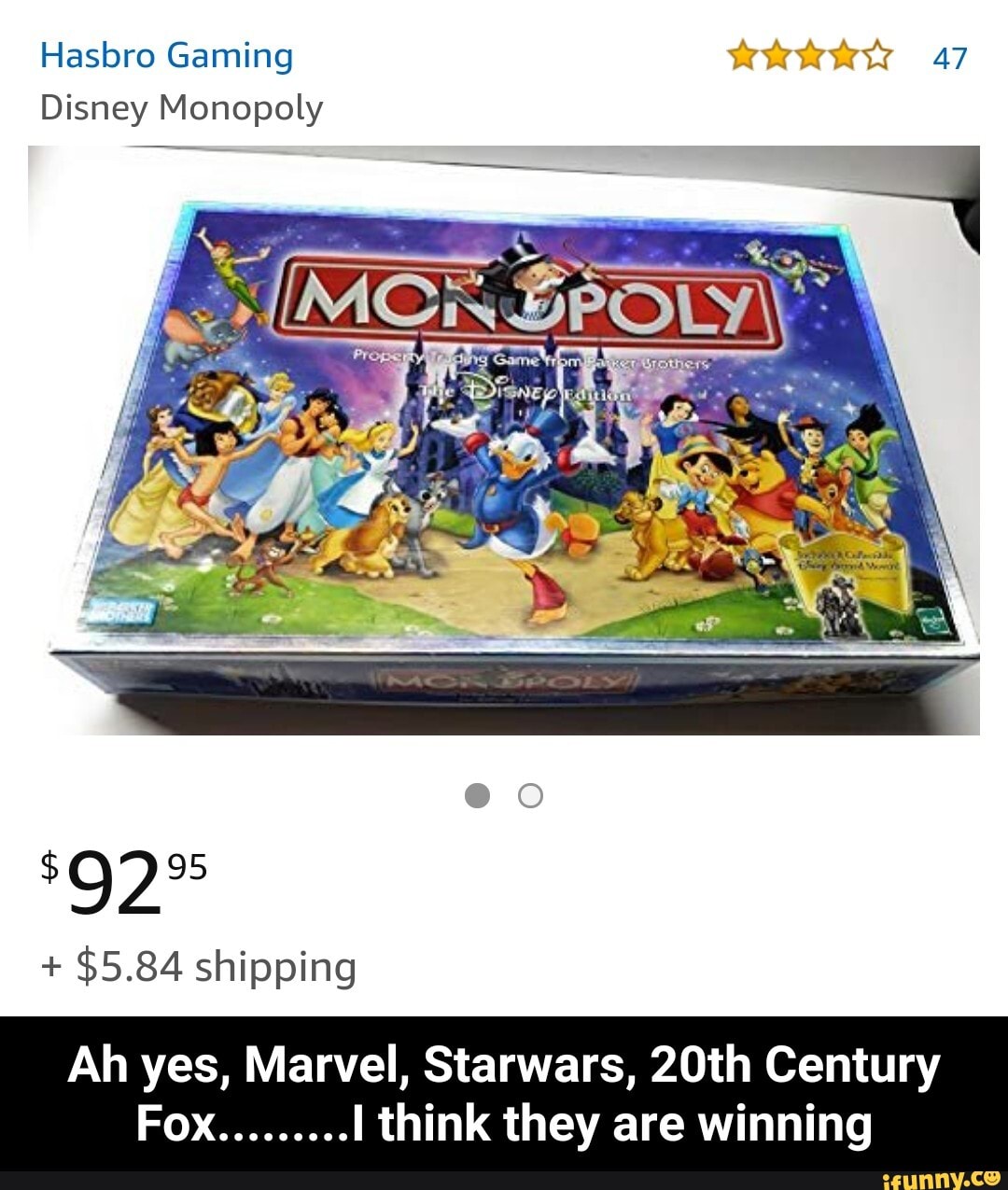 Hasbro Gaming EY Disney Monopoly Ah yes, Marvel, Starwars, 20th Century Fox  I think they are winning - Ah yes, Marvel, Starwars, 20th Century  FoxI think they are winning - iFunny Brazil