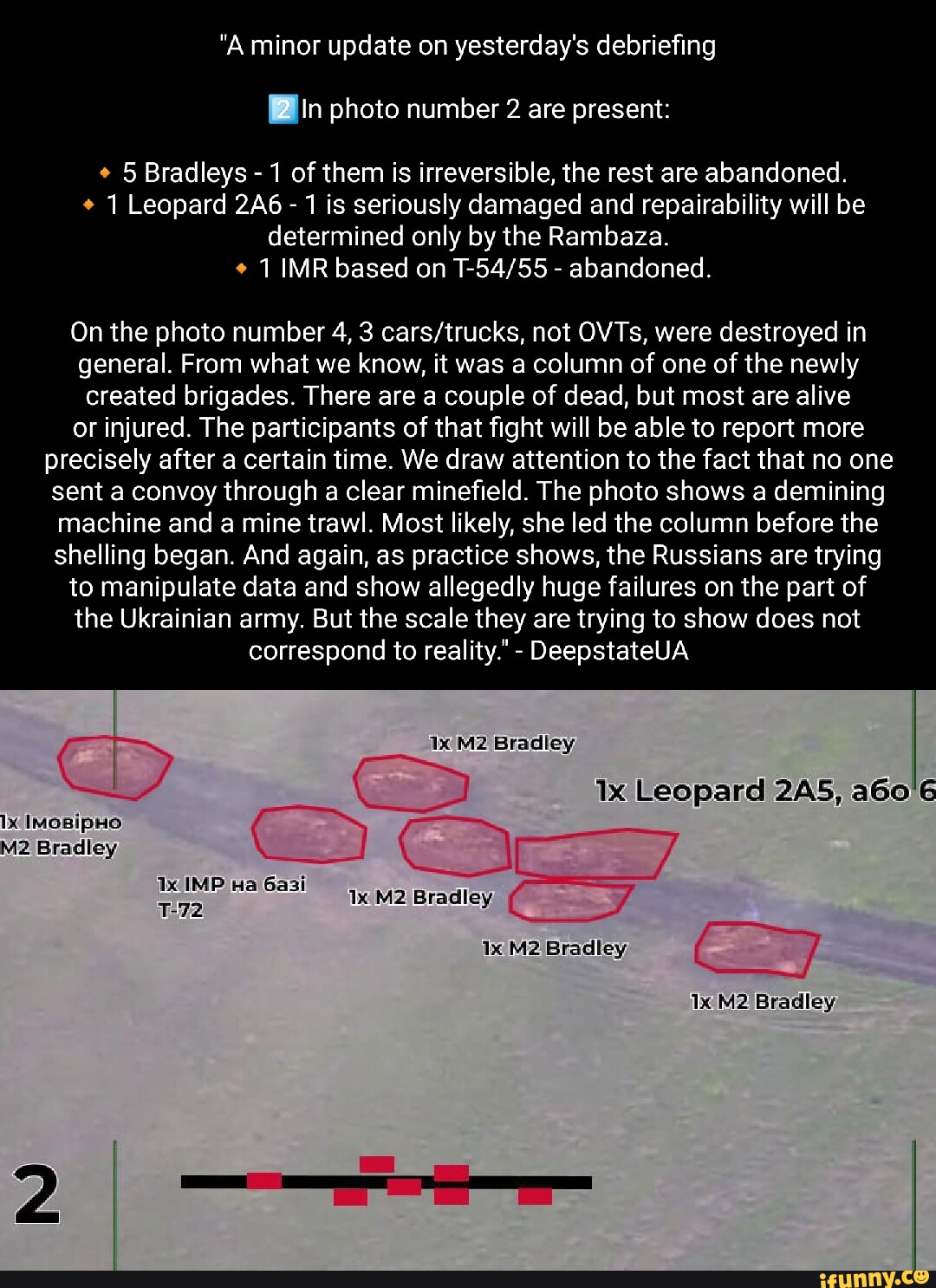 "A minor update on yesterday's debriefing In photo number 2 are present