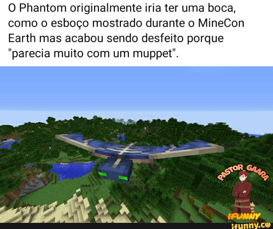 Os 3 mobs esquecidos da Minecon 2017. Ocorreu uma votação entre estes 3  mobse o mob que ganhou foi o Phantom, já estes não foram ao jogo até hoje.  - iFunny Brazil