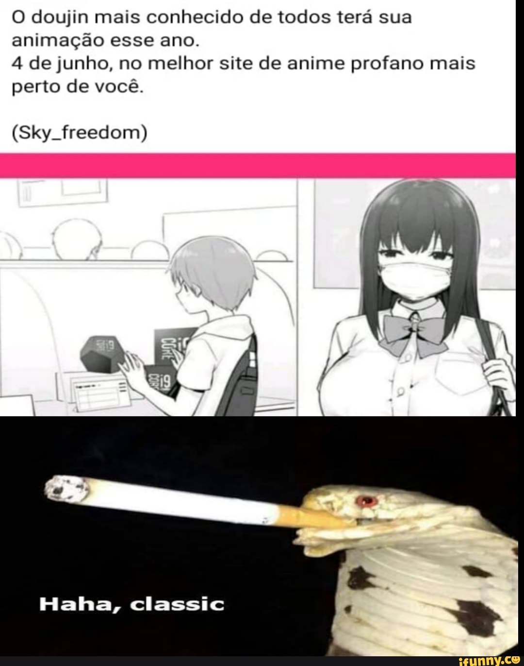 O doujin mais conhecido de todos terá sua animação esse ano. 4 de junho, no  melhor site de anime profano mais perto de você. (Sky freedom) Haha,  classic - iFunny Brazil