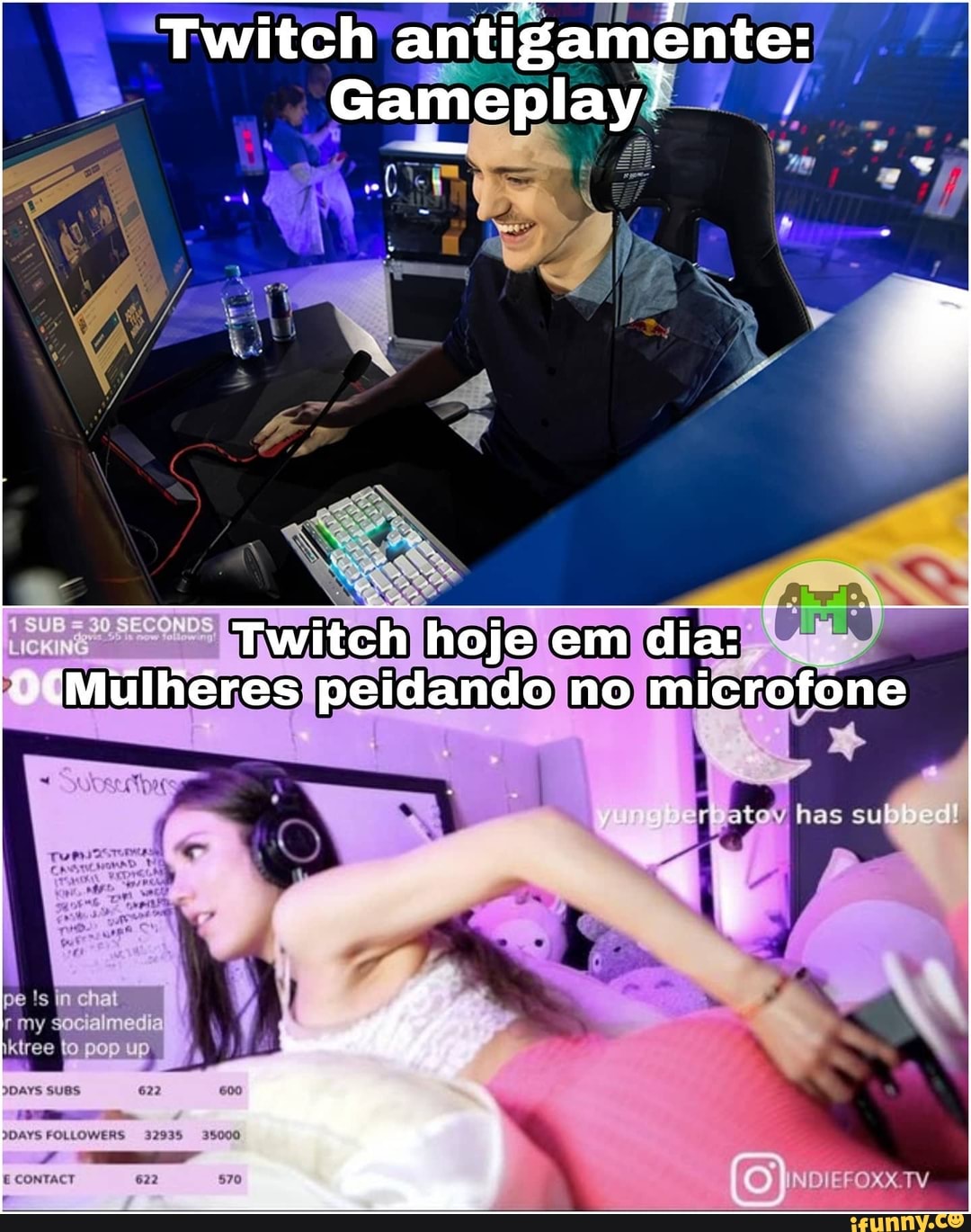 Twitch antigamente: Gameplay: Twitch hoje em dia: 