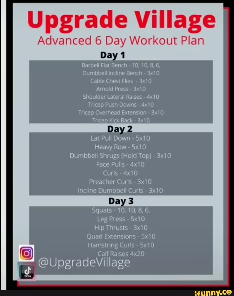 Upgrade Village Advanced 6 Day Workout Plan Day 1 Barbell Flat