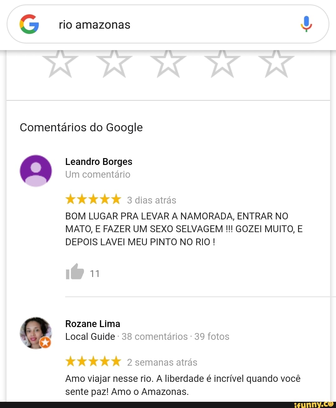 O rio amazonas Comentarios do Google a Leandro Borges 3 dias atrás BOM  LUGAR PRA LEVAR