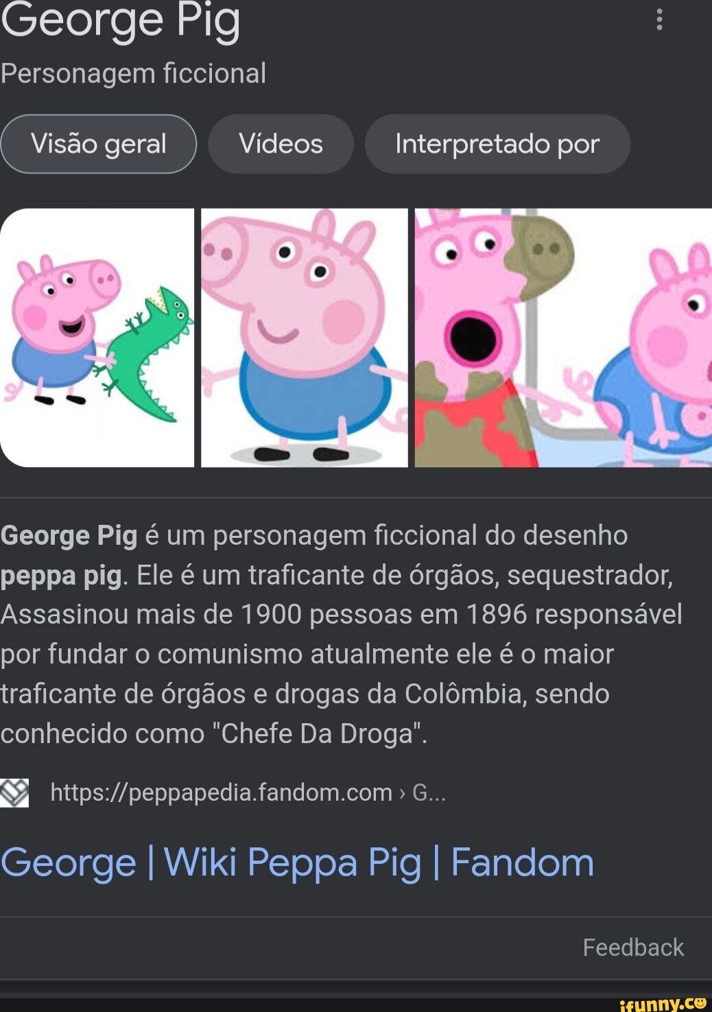 George Pig Personagem ficcional Visão geral ) Vídeos Interpretado por  George Pig é um personagem ficcional do