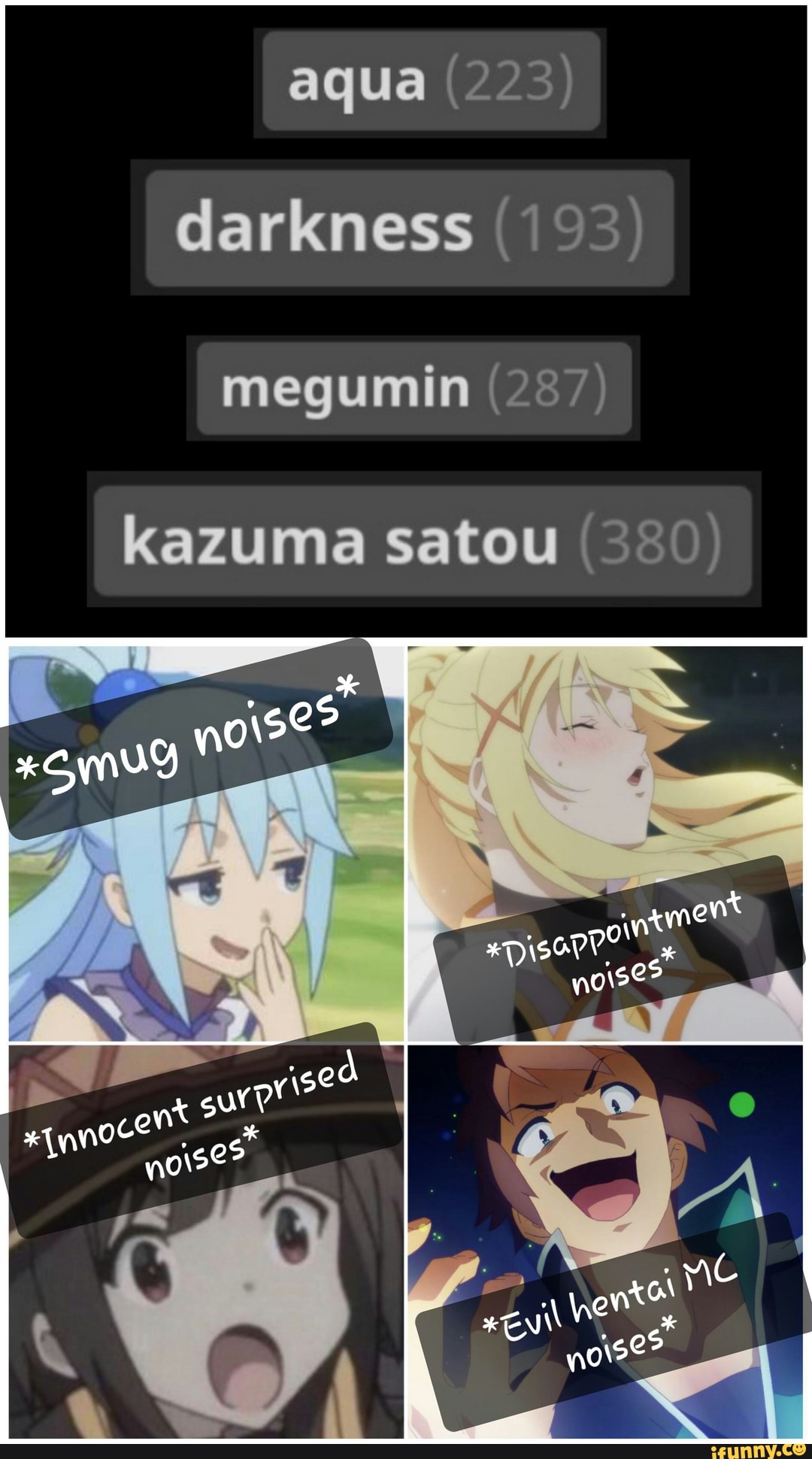 Kazuma e Aqua #konosuba #kazuma #megumin #aqua #darkness #anime #meme
