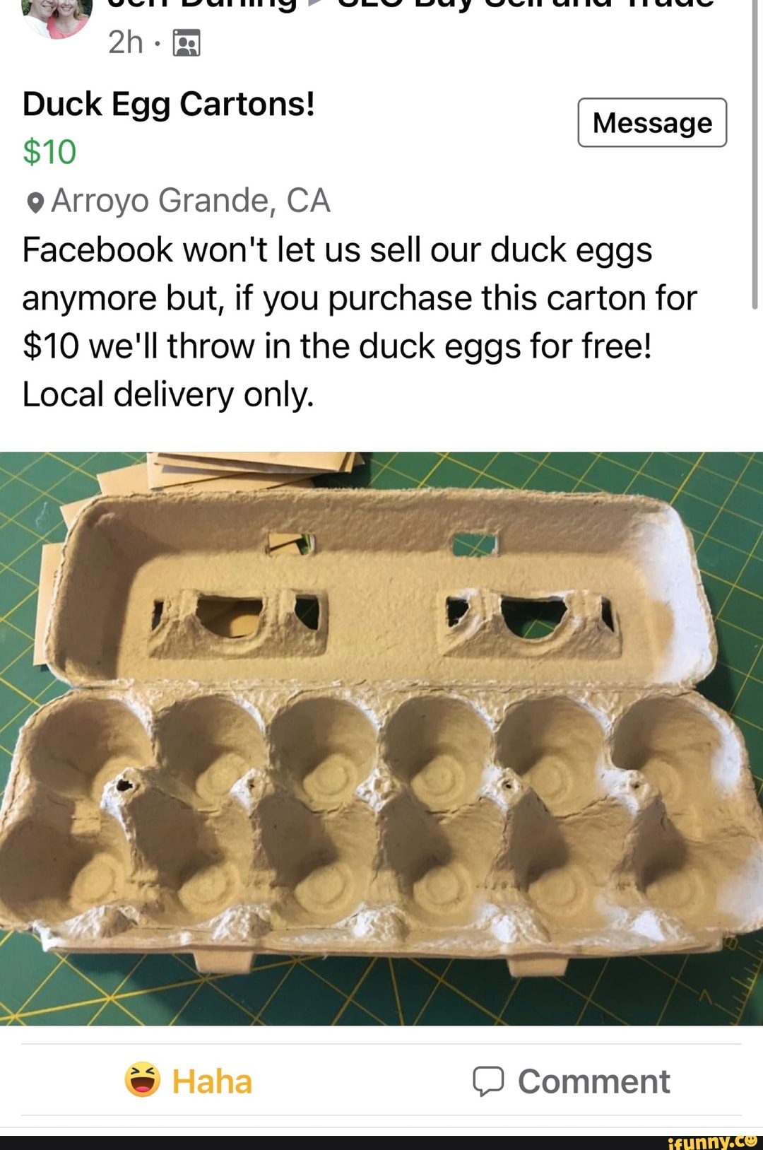 Duck Egg Cartons! Message Arroyo Grande, CA Facebook won't let us