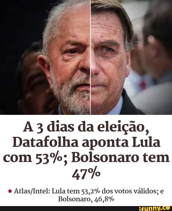 A 3 Dias Da Eleição, Datafolha Aponta Lula Com 53%; Bolsonaro Tem ...