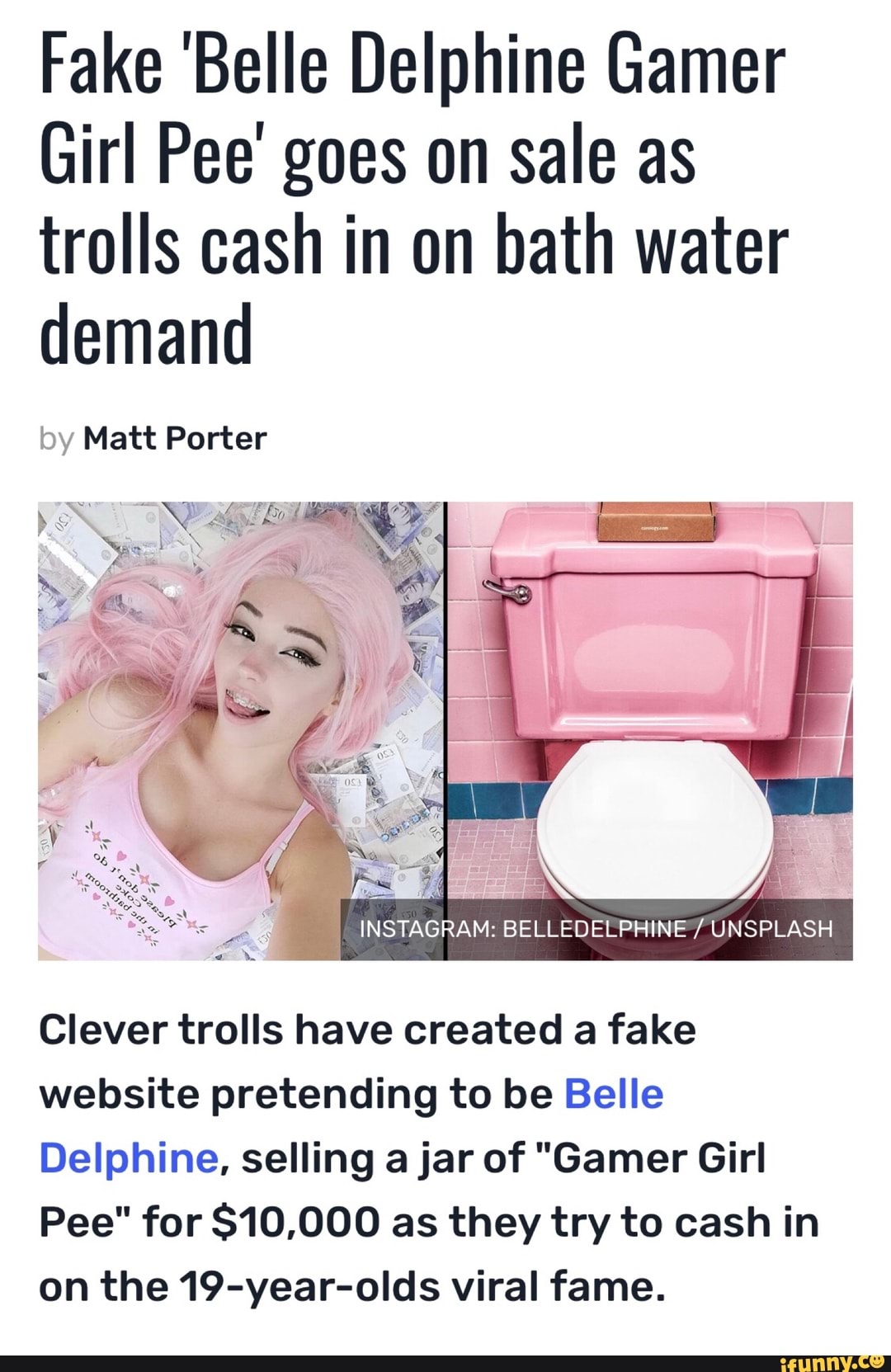 Belle Delphine is selling 'GamerGirl Bath Water' in an elaborate troll -  Polygon