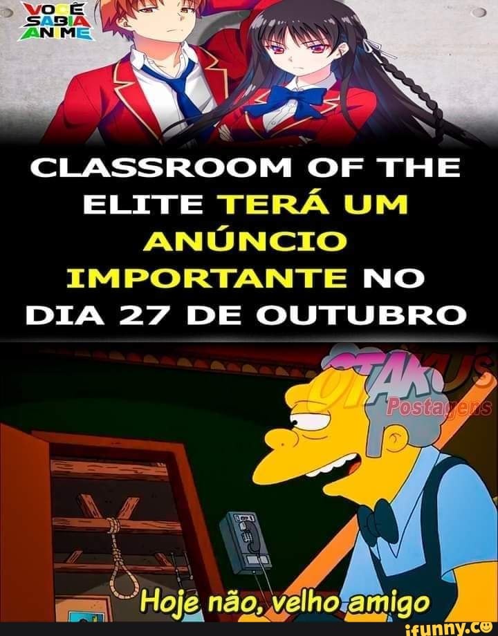 Classroom of the Elite terá anúncio Importante dia 27 de Outubro