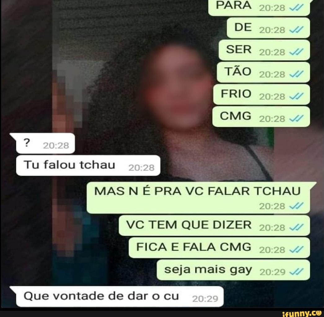 DIS MAS N É PRA VC FALAR TCHAU FICA E FALA CMG seja mais gay Que vontade de  dar o cu - iFunny Brazil