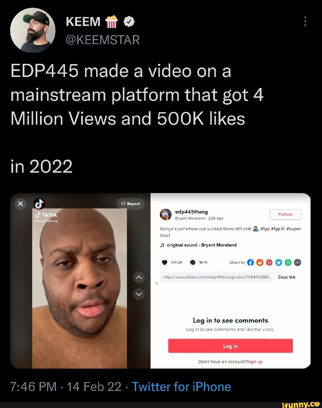 KEEM EDP445 made a video on mainstream platform that got 4 Million
