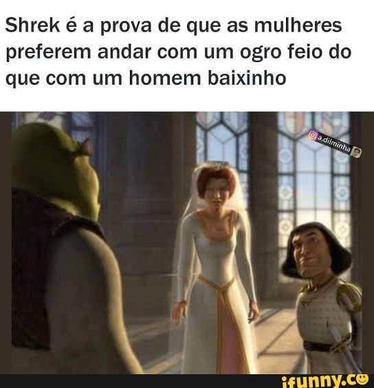 Shrek é a prova de que uma mina prefere ficar com um ogro feio do que com  um cara baixinho - iFunny Brazil