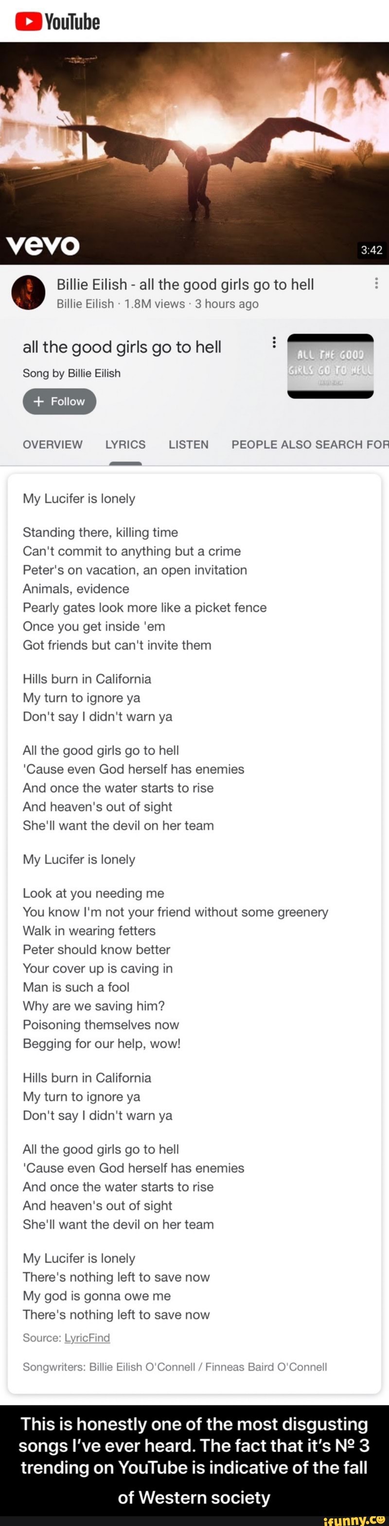 Billie Eilish – ​all the good girls go to hell Lyrics