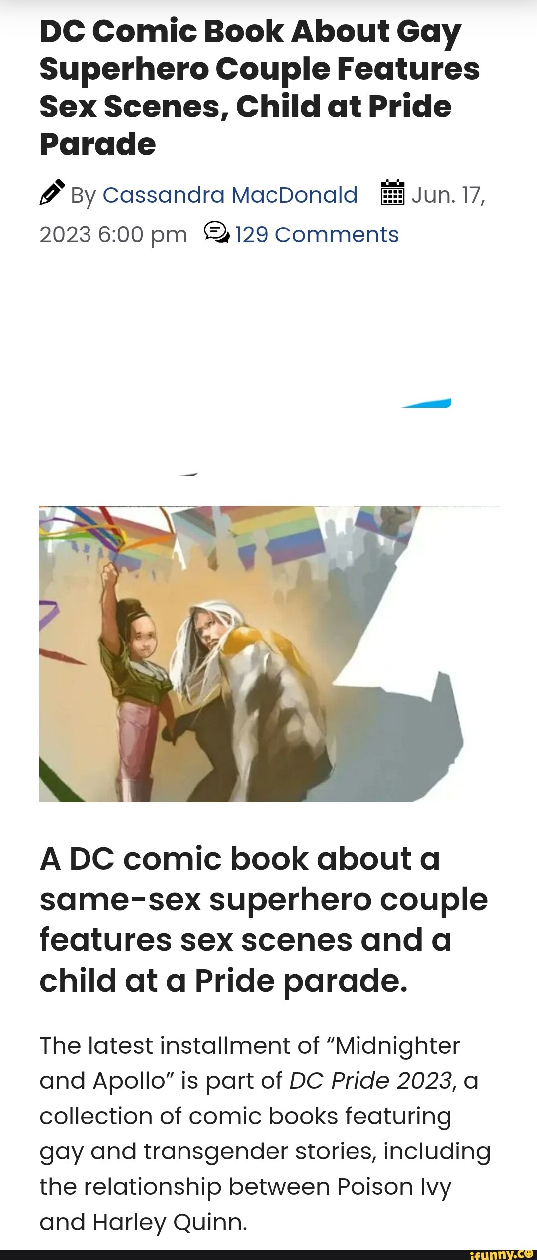 DC Comic Book About Gay Superhero Couple Features Sex Scenes, Child at  Pride Parade By Cassandra