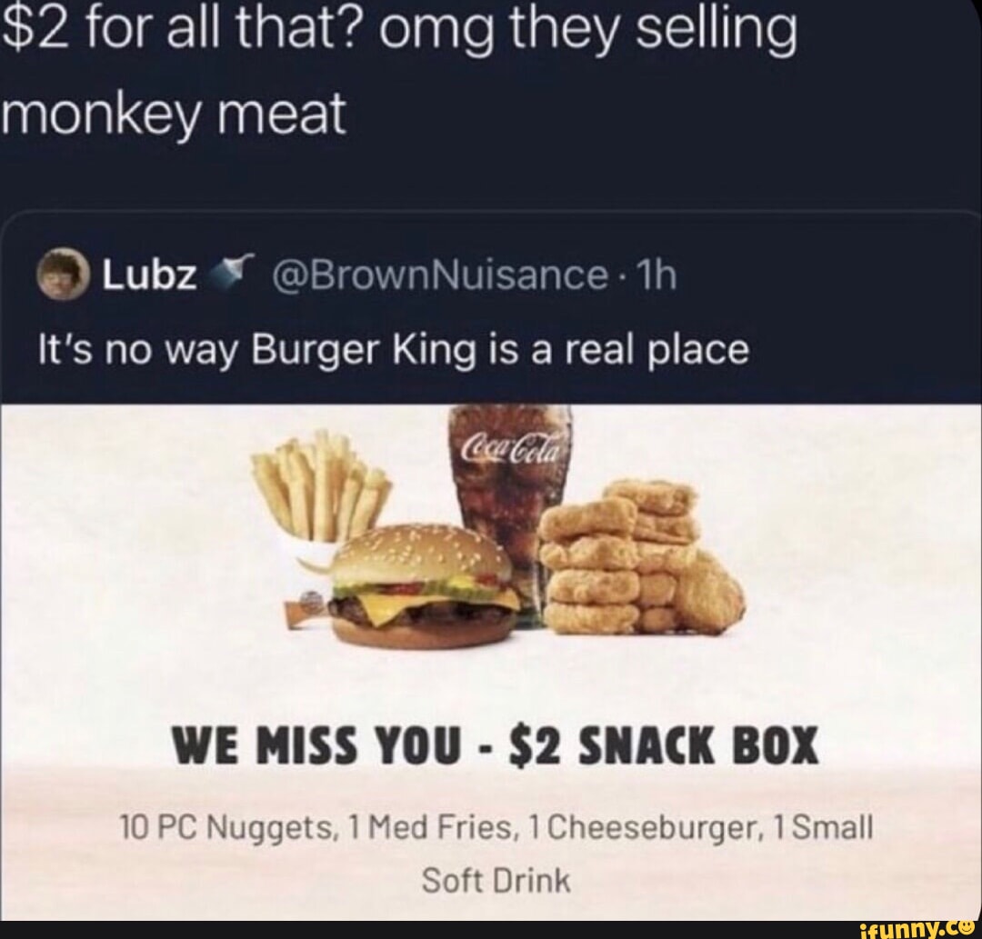 Burger king $2 snack shop box