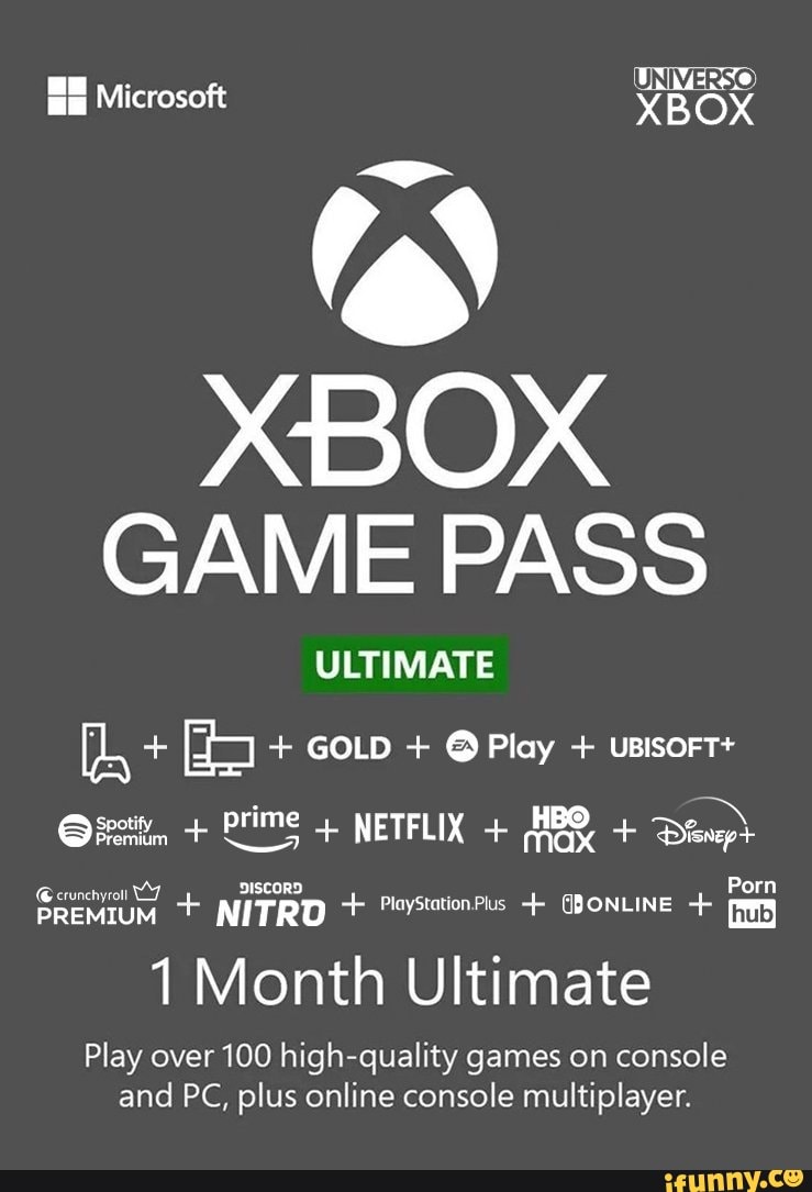 Jogue Primeiro Com o Game Pass. 100 jogos no console Xbox, PC ou celular,  além do E PE: - iFunny Brazil