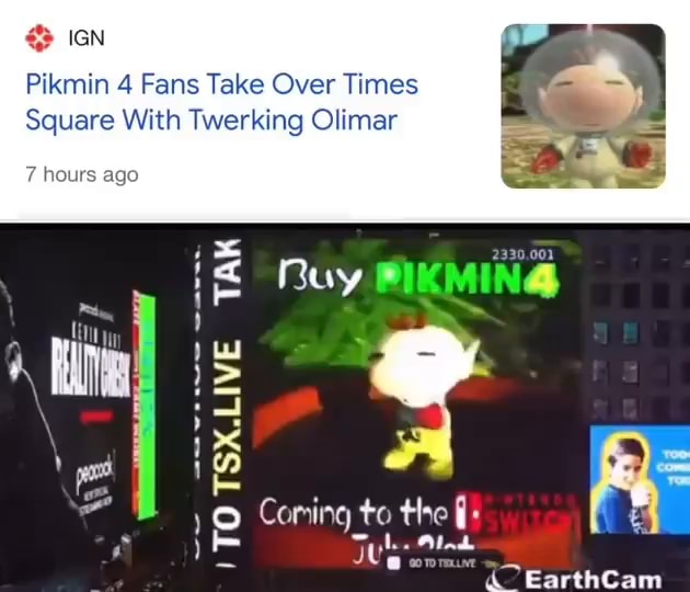 Olimar Pikmin 4 on Times Square Billboard, Times Square Meme Billboard /  TSX Live