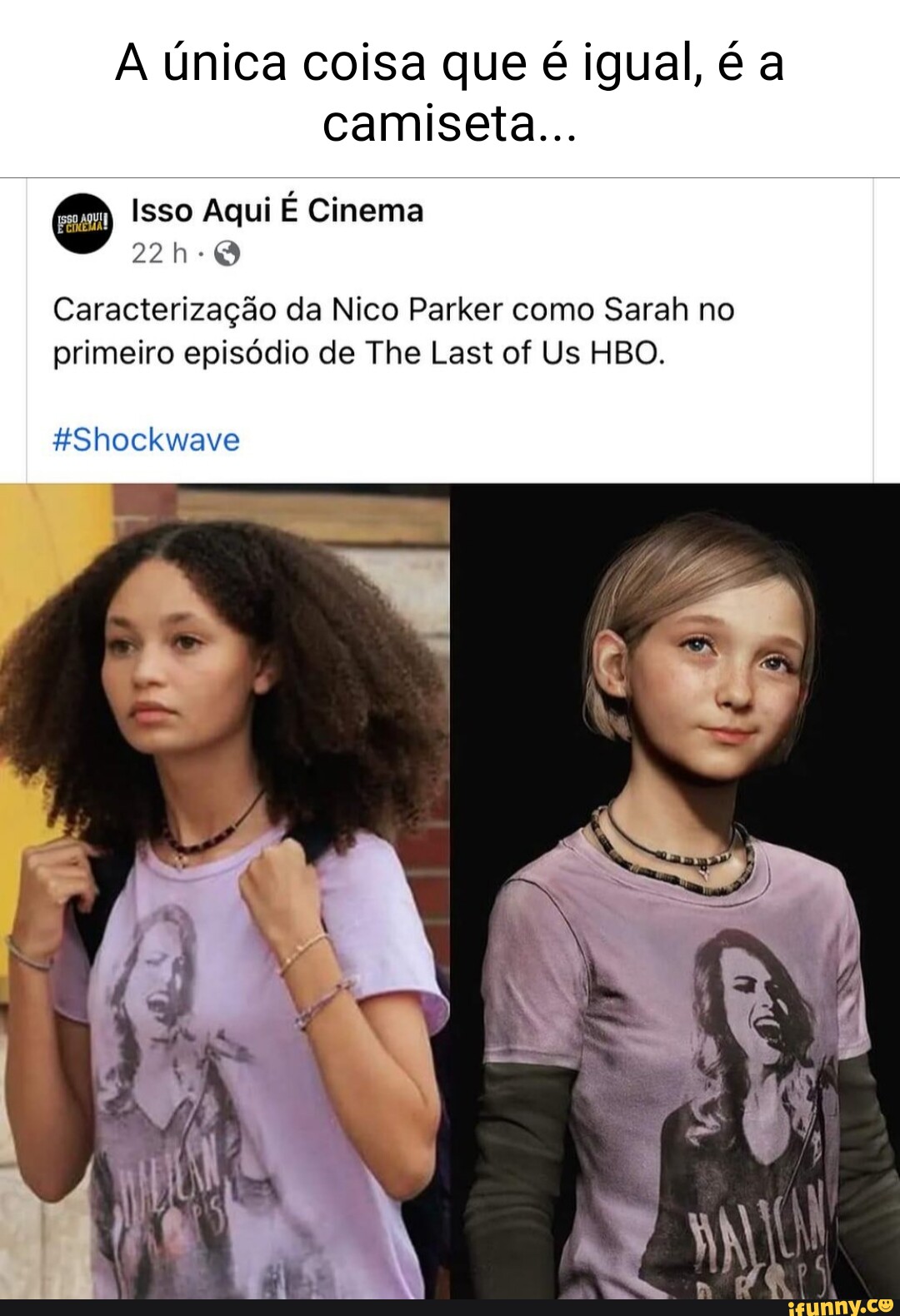 Caracterização da Nico Parker como Sarah no primeiro episódio do