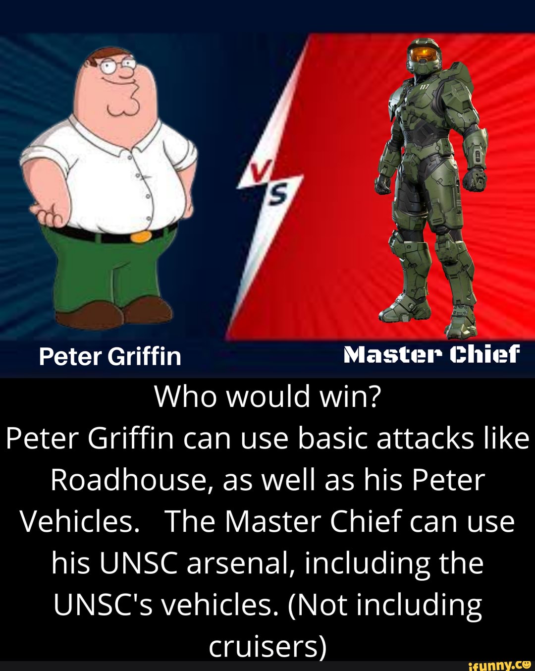 Peter Griffin Master Chief Who would win? Peter Griffin can use basic  attacks like Roadhouse, as