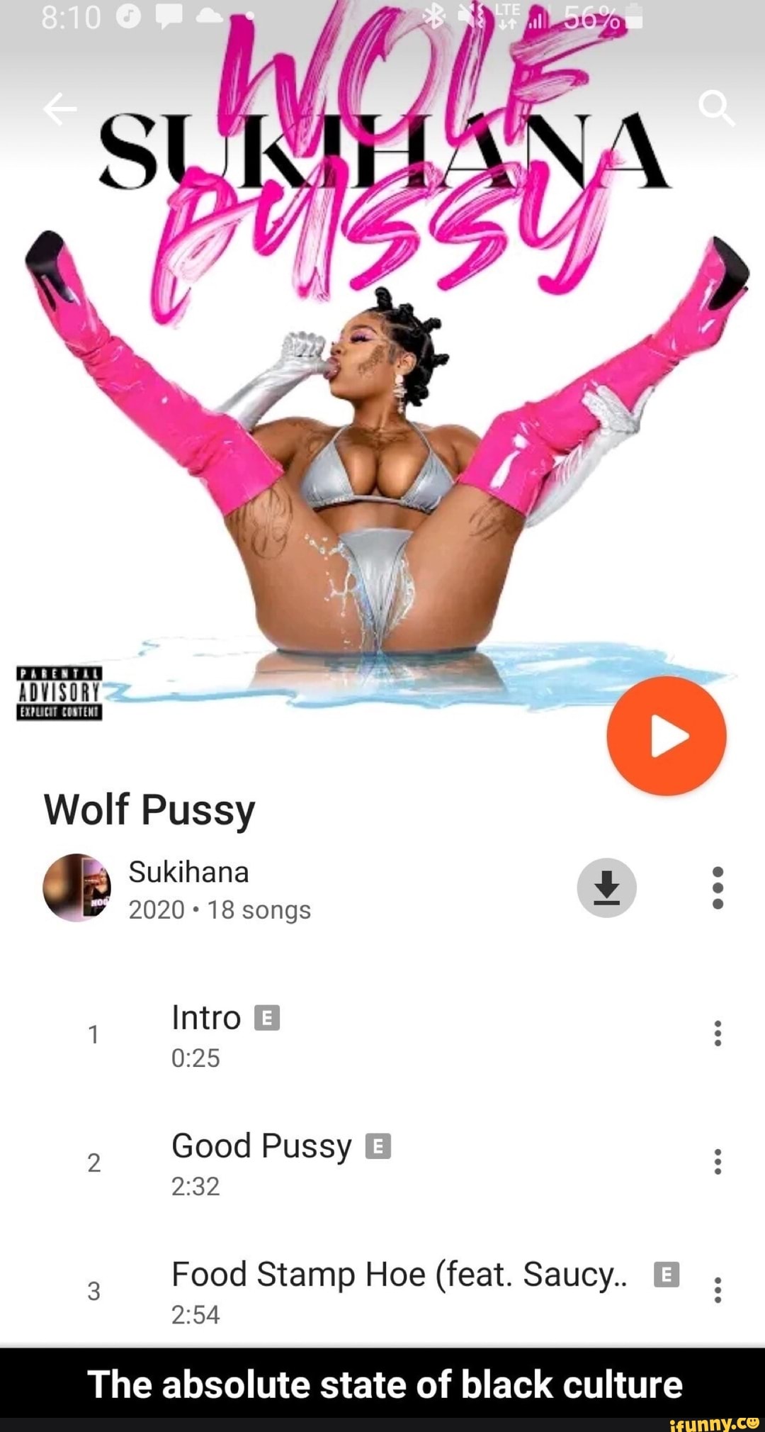 Wolf Pussy CE Sukihana 2020 18 songs 2020 18 songs Intro Good Pussy Food  Stamp Hoe (feat. Saucy. The absolute state of black culture - iFunny Brazil