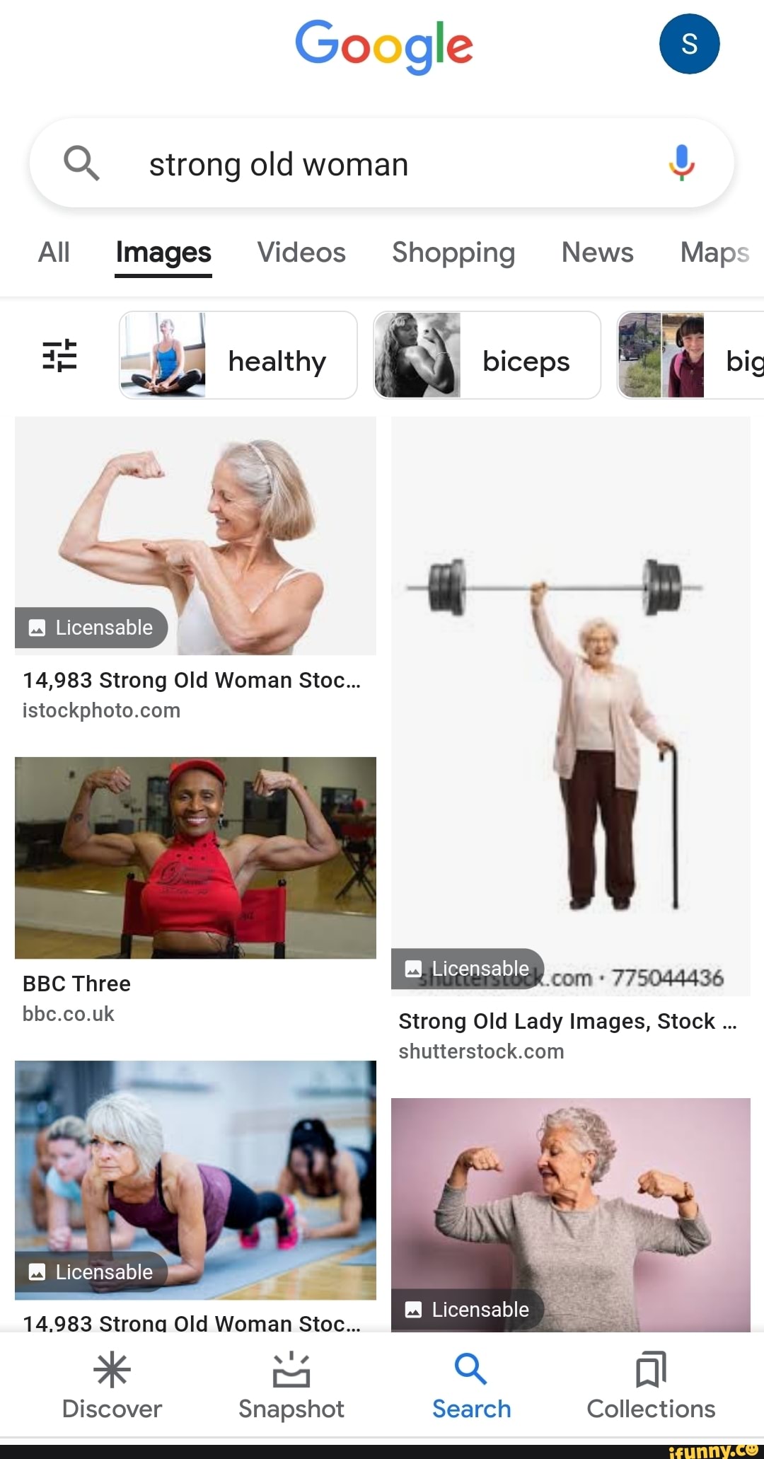 Google Q. strong old woman All Images Videos Shopping News Map: healthy  biceps big Licensable 14,983