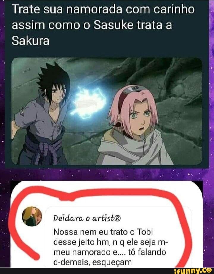 ESPERTO MESMO É O SASUKE QUE NÃO QUIS UM BRAÇO ESQUERDO PRA NÃO POR UMA  ALIANÇA DE CASAMENTO ASSUMINDO SAKURA - iFunny Brazil