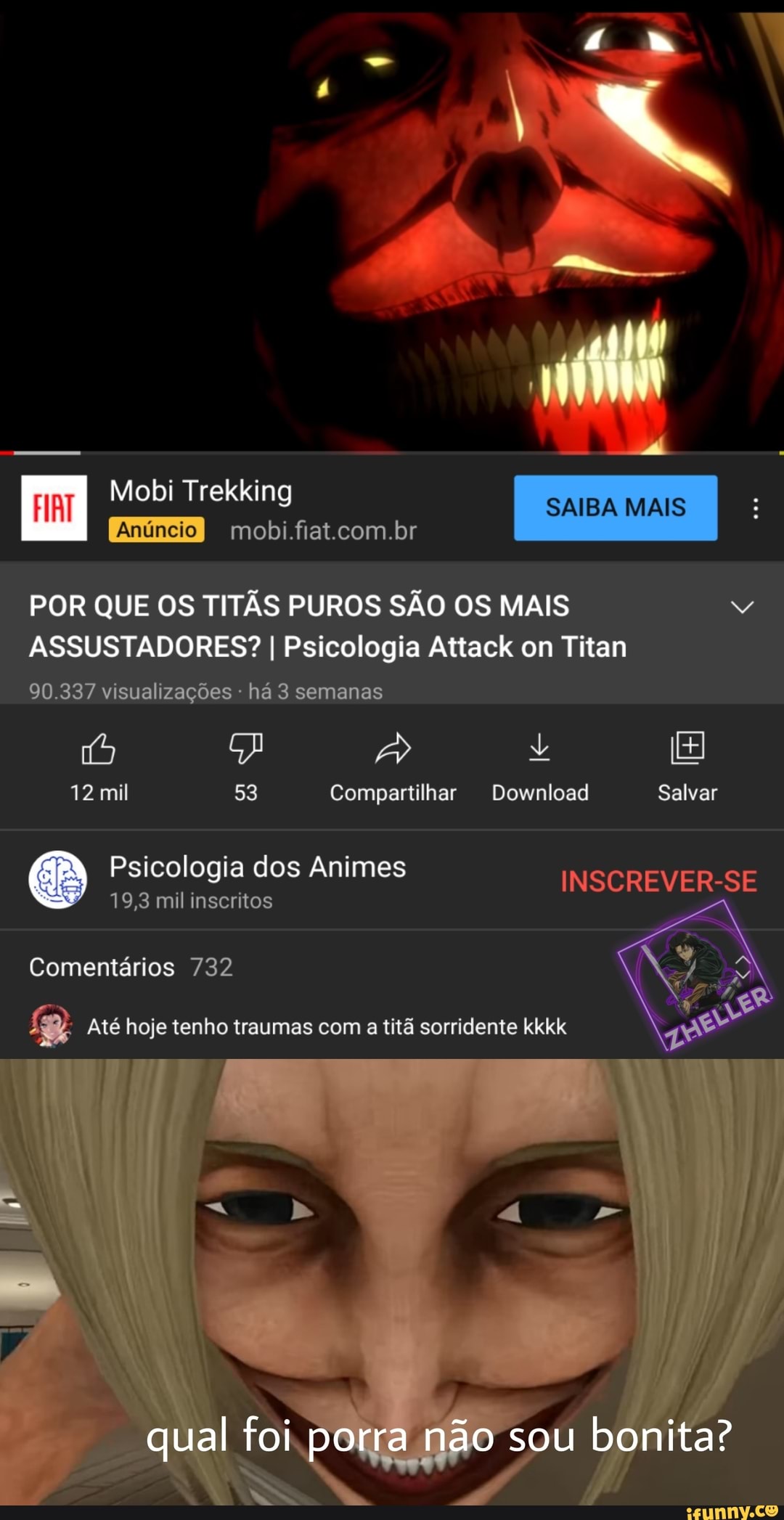 HAHAHAHAHAHA EREN HAHAHHA HAHAHAHAHA AHAHAHA UAU, MAIS UM MEME DE ATAQUE  DOS TITÃS - iFunny Brazil