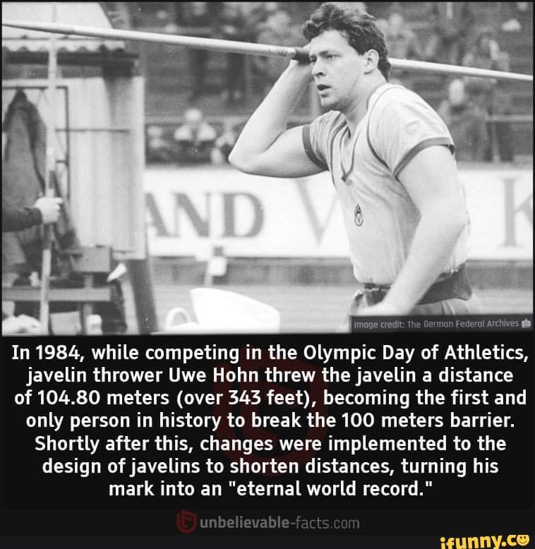 Dy, In 1984, while competing in the Olympic Day of Athletics, javelin