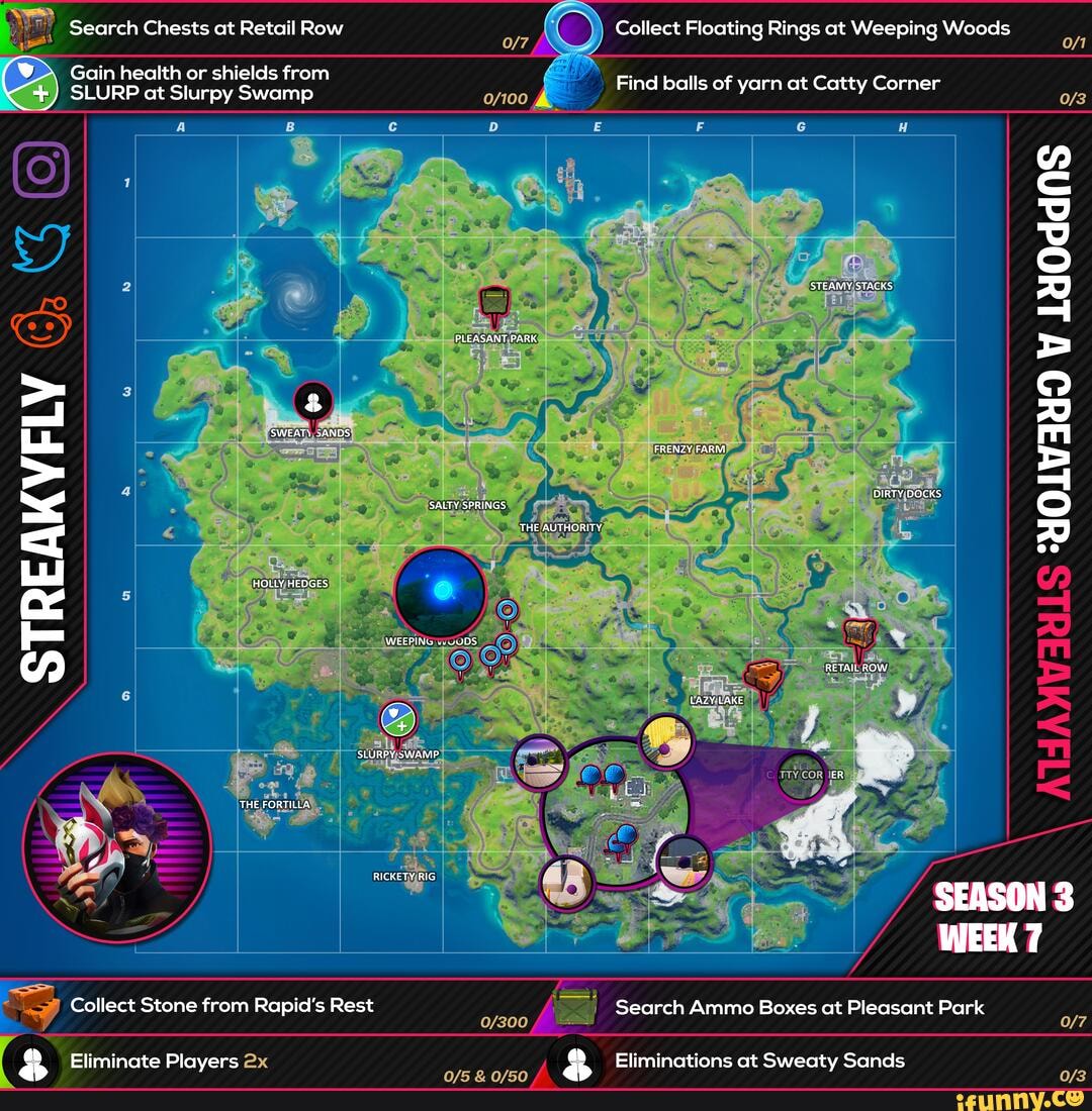 Fortnite Season 3 Week 7 Cheat Sheet STREAKVFLY Search Chests