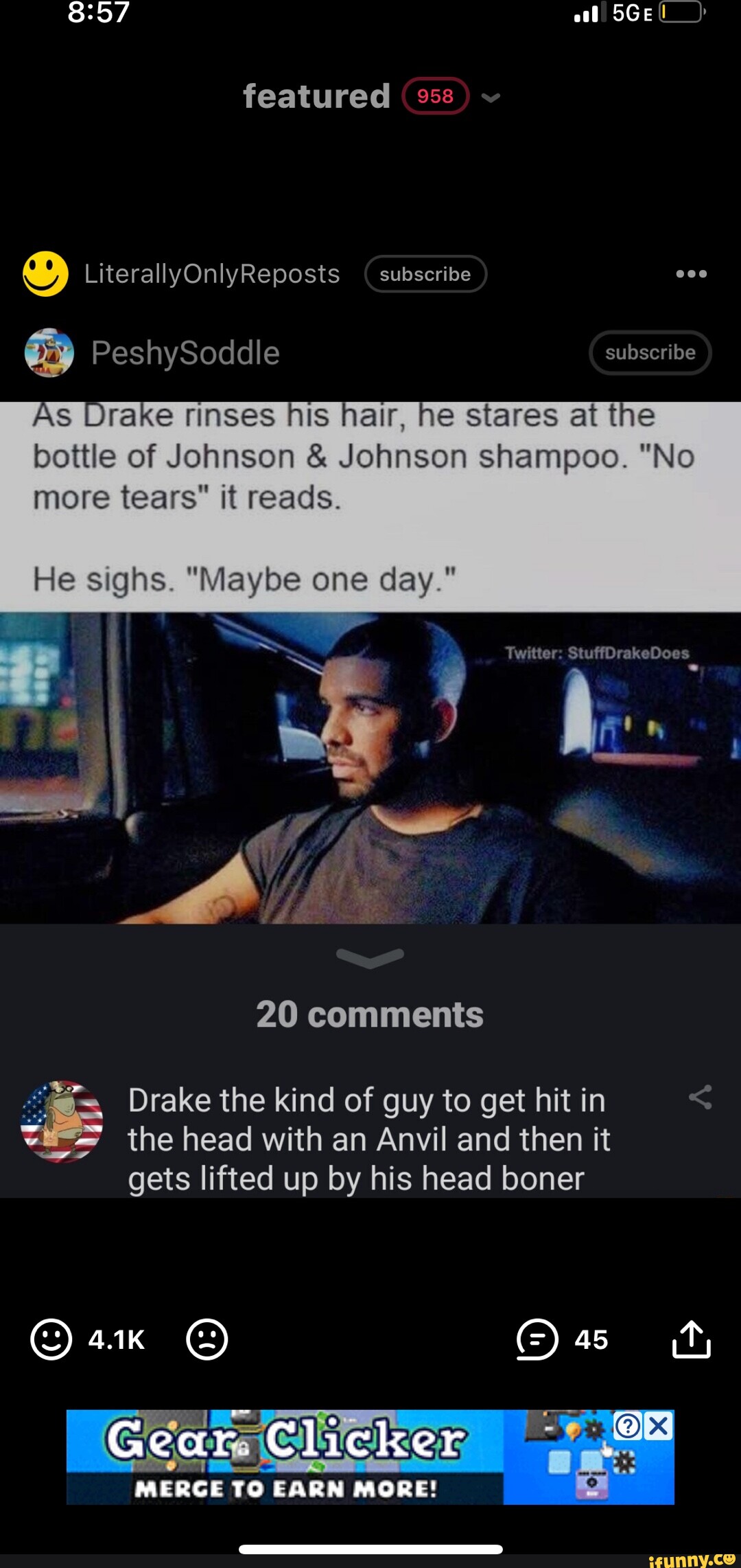 Al 5Gell__ featured LiterallyOnlyReposts ( subscribe As Drake rinses  PeshySoddle subscribe bottle of Johnson & Johnson